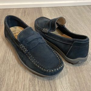 Navy leather loafers
